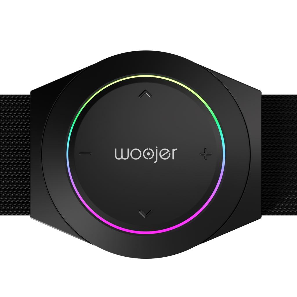 Woojer Strap 4 portable haptic audio device — angle view