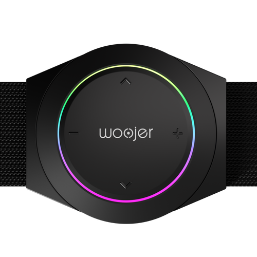 Woojer Strap 4 portable haptic audio device — angle view