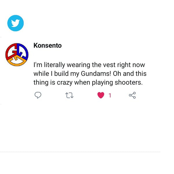 Customer post about the Woojer Vest shared on X