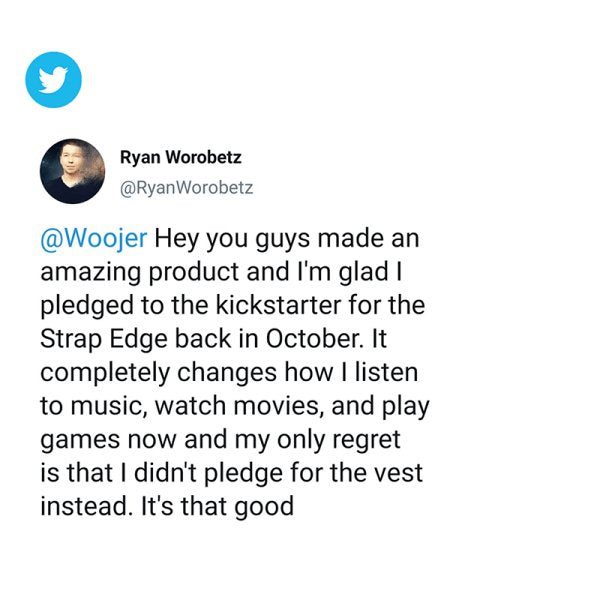 Customer post about Woojer shared on X
