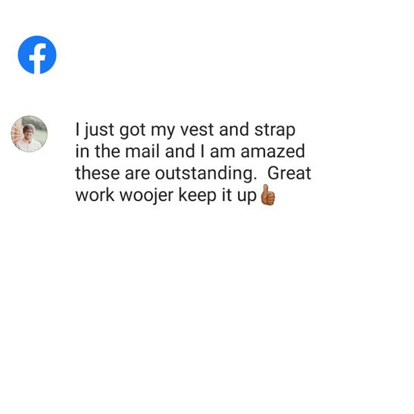 Customer post about Woojer shared on Facebook