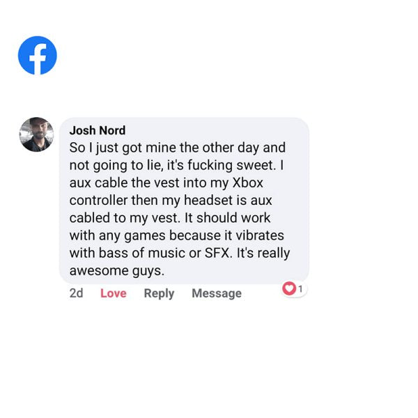 Customer post about Woojer shared on Facebook