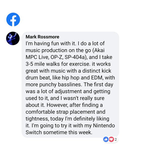 Customer post about Woojer shared on Facebook