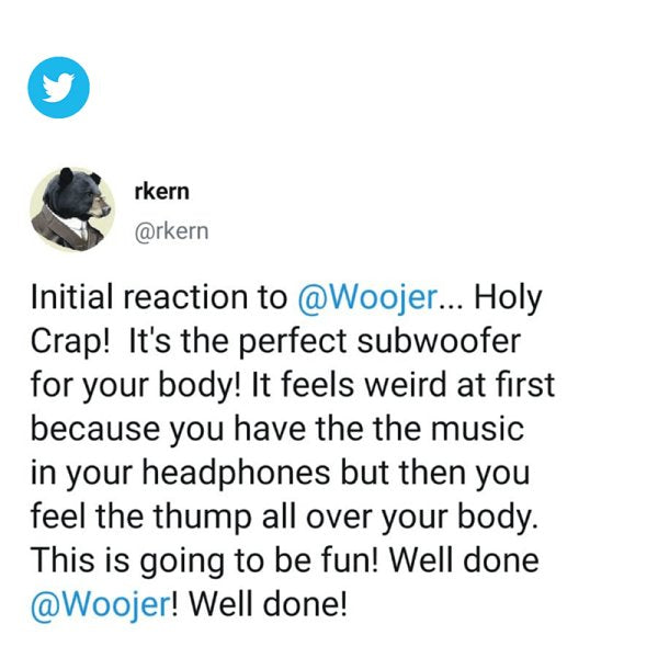 Customer post about Woojer shared on X
