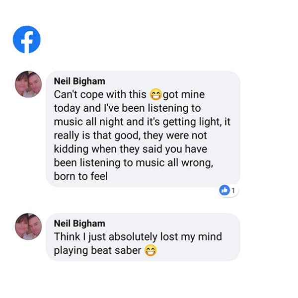 Customer messages about Woojer shared on Facebook