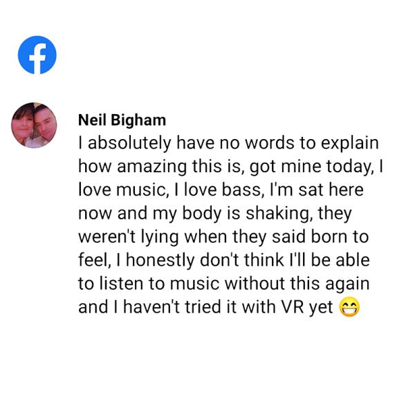 Customer post about Woojer shared on Facebook