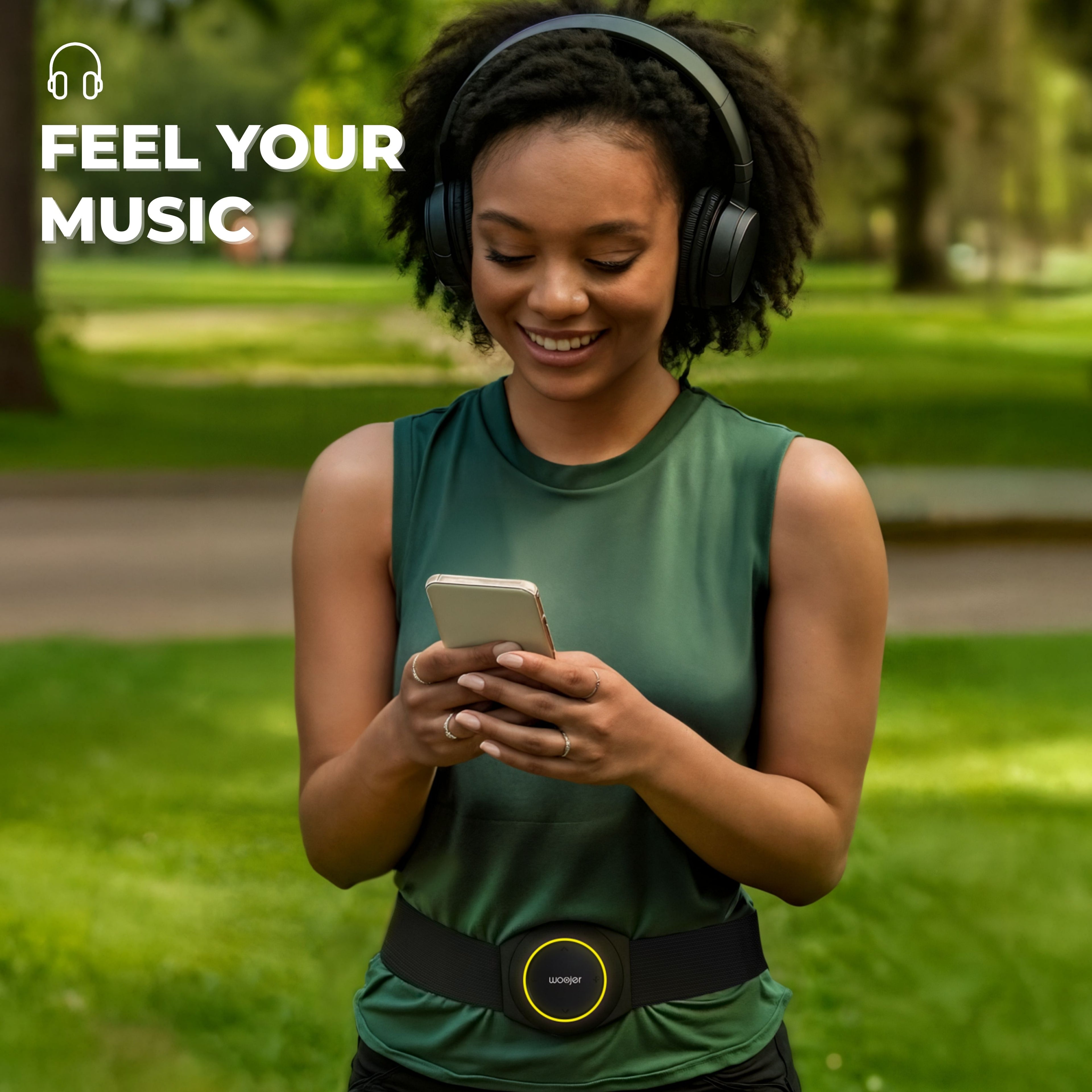 Woojer Strap 4 portable haptic audio device — back view