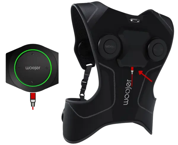 So lädst du Woojer Vest und Strap