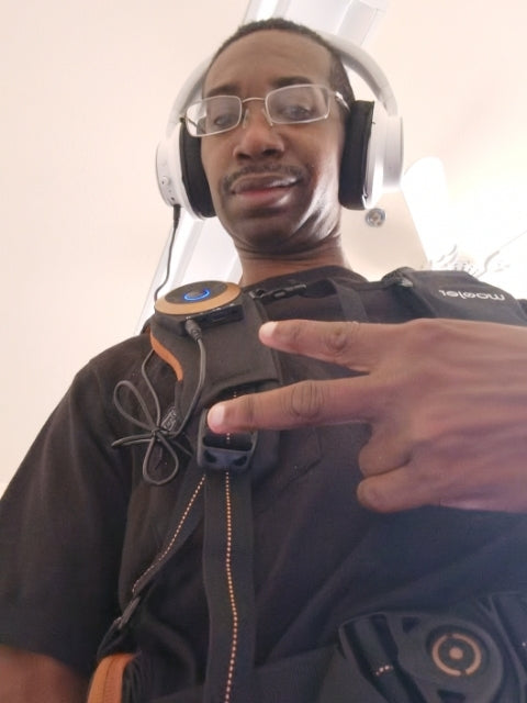 Customer wearing the Woojer Vest