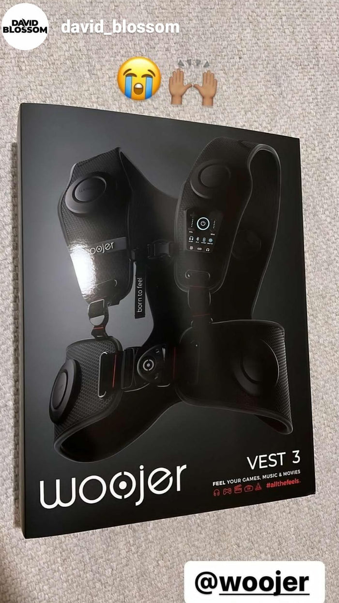 Woojer customer photo shared to the @woojer Instagram highlight “Series 3”