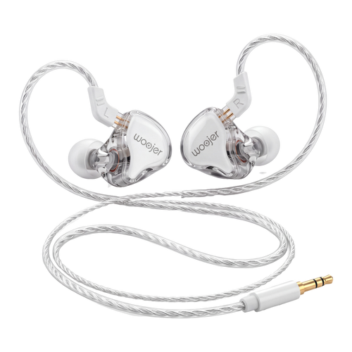 Woojer wired in-ear headphones with braided cable, over-ear loops and gold-plated 3.5 mm jack